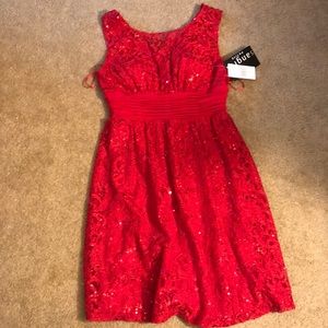 Sangría petite Evening dress Sz 6p W Tags Red Sequins
